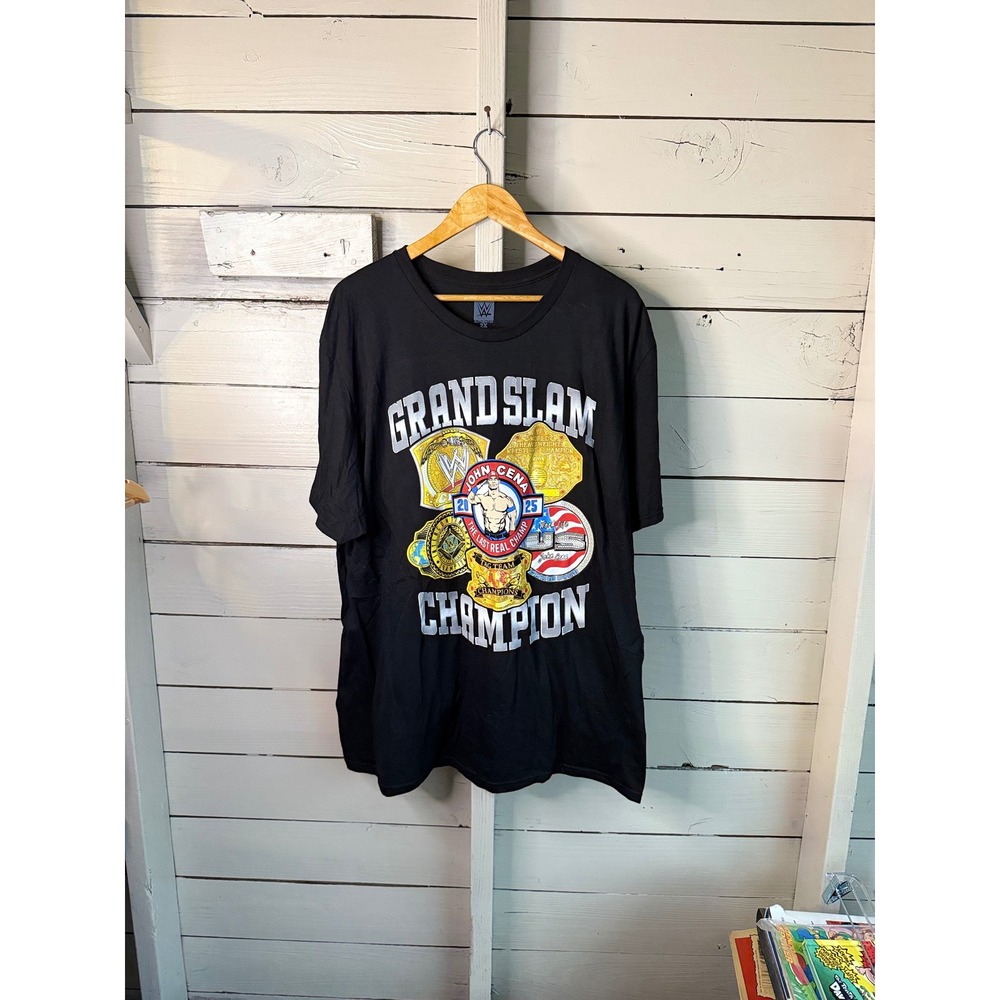WWE John Cena Grand Slam Champion T-Shirt Mens 2X Black Double Sided Graphic Tee